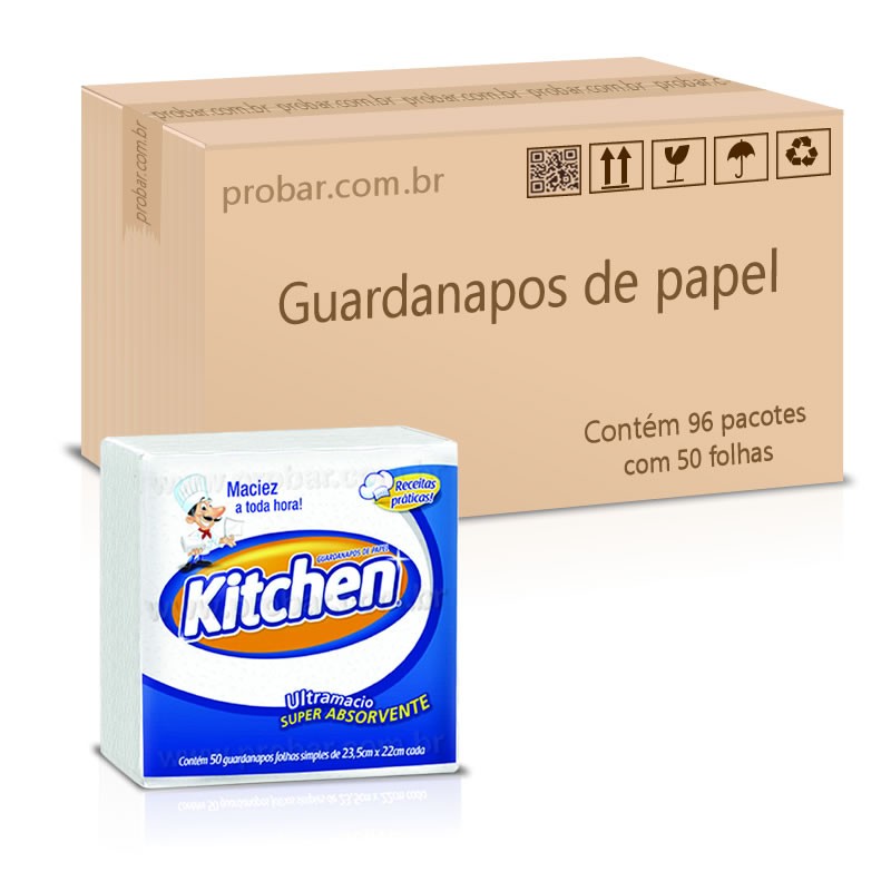 GUARDANAPO KITCHEN F.S. 23.5X22 - CAIXA 96 PACOTES DE 50 FOLHAS